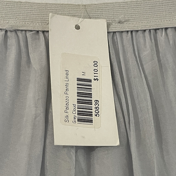 NWT Angela Mara 100% Silk Palazzo Pants Womens 10 Dove Gray Wide-Leg. $110 - Picture 11 of 13
